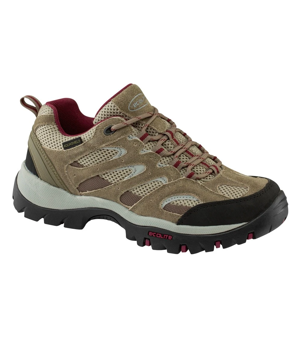 Ecolite Trekker Low Waterproof Hiking Shoes - Womens Tan / Ruby Red 3 Ecolite Trekker Low Waterproof Hiking Shoes - Womens Tan / Ruby Red