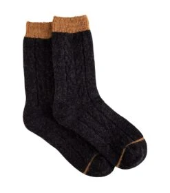 Ecolite Merino Cable Trekker Socks - Womens Charcoal / Tan