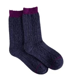 Ecolite Merino Cable Trekker Socks - Womens Navy / Purple