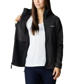 Columbia Sweater Weather Fleece Full Zip Jacket - Womens Black Heather -Columbia Outfit Shop 1651676167 1958931 010 5