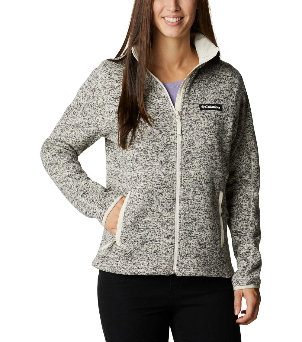 Columbia Sweater Weather Fleece Full Zip Jacket - Womens Chalk Heather 3 Columbia Sweater Weather Fleece Full Zip Jacket - Womens Chalk Heather