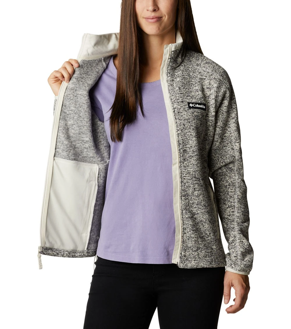 Columbia Sweater Weather Fleece Full Zip Jacket - Womens Chalk Heather 7 Columbia Sweater Weather Fleece Full Zip Jacket - Womens Chalk Heather - Image 5