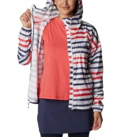 Columbia Flash Challenger Novelty Windbreaker Jacket - Womens White Brush Stripe Multi Print -Columbia Outfit Shop 1665401608 1989501 101 5