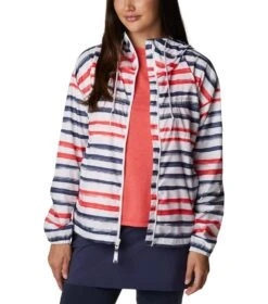 Columbia Flash Challenger Novelty Windbreaker Jacket - Womens White Brush Stripe Multi Print -Columbia Outfit Shop 1665401609 1989501 101 6