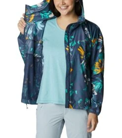 Columbia Flash Challenger Novelty Windbreaker Jacket - Womens Nocturnal Daisy Party Multi Print -Columbia Outfit Shop 1665401618 1989501 467 5