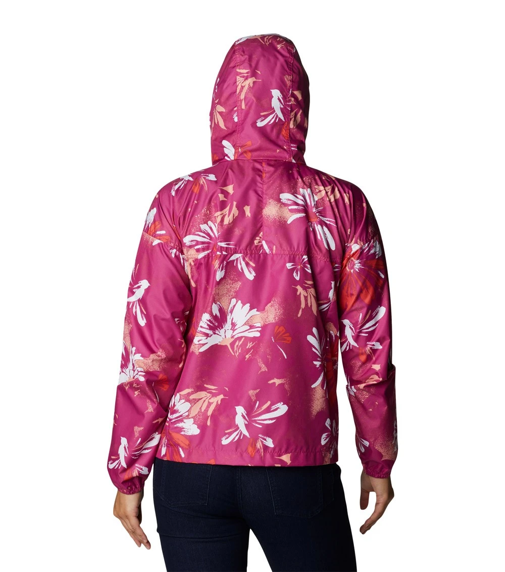 Columbia Flash Challenger Novelty Windbreaker Jacket - Womens Wild Fuchsia Daisy Party Print 4 Columbia Flash Challenger Novelty Windbreaker Jacket - Womens Wild Fuchsia Daisy Party Print - Image 2
