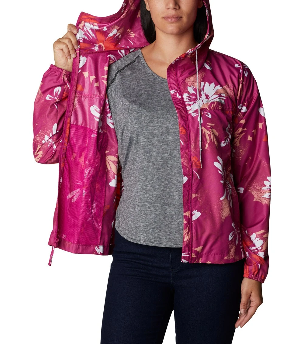 Columbia Flash Challenger Novelty Windbreaker Jacket - Womens Wild Fuchsia Daisy Party Print 7 Columbia Flash Challenger Novelty Windbreaker Jacket - Womens Wild Fuchsia Daisy Party Print - Image 5