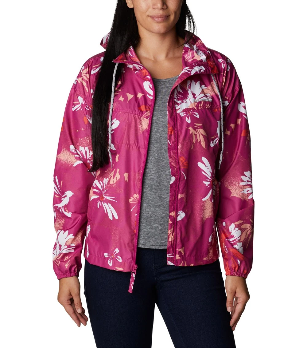 Columbia Flash Challenger Novelty Windbreaker Jacket - Womens Wild Fuchsia Daisy Party Print 8 Columbia Flash Challenger Novelty Windbreaker Jacket - Womens Wild Fuchsia Daisy Party Print - Image 6