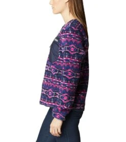 Columbia West Bend Fleece Crew - Womens Dark Sapphire 80s Stripe Print -Columbia Outfit Shop 1666177862 1958651 433 3