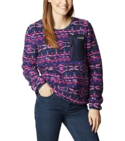 Columbia West Bend Fleece Crew - Womens Dark Sapphire 80s Stripe Print -Columbia Outfit Shop 1666177865 1958651 433 5