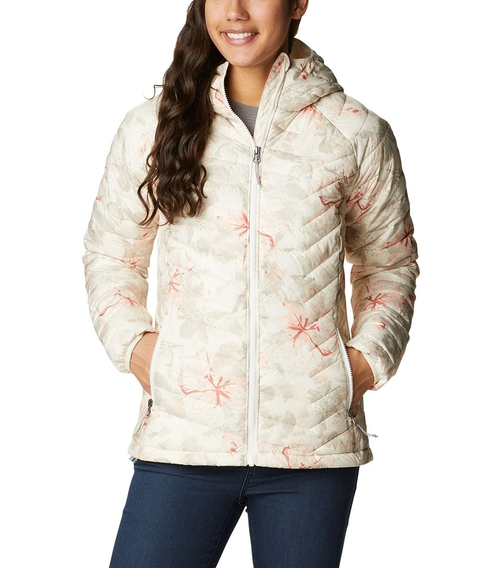 Columbia Powder Lite Hooded Insulated Jacket - Womens Chalk Aurelian Print 3 Columbia Powder Lite Hooded Insulated Jacket - Womens Chalk Aurelian Print