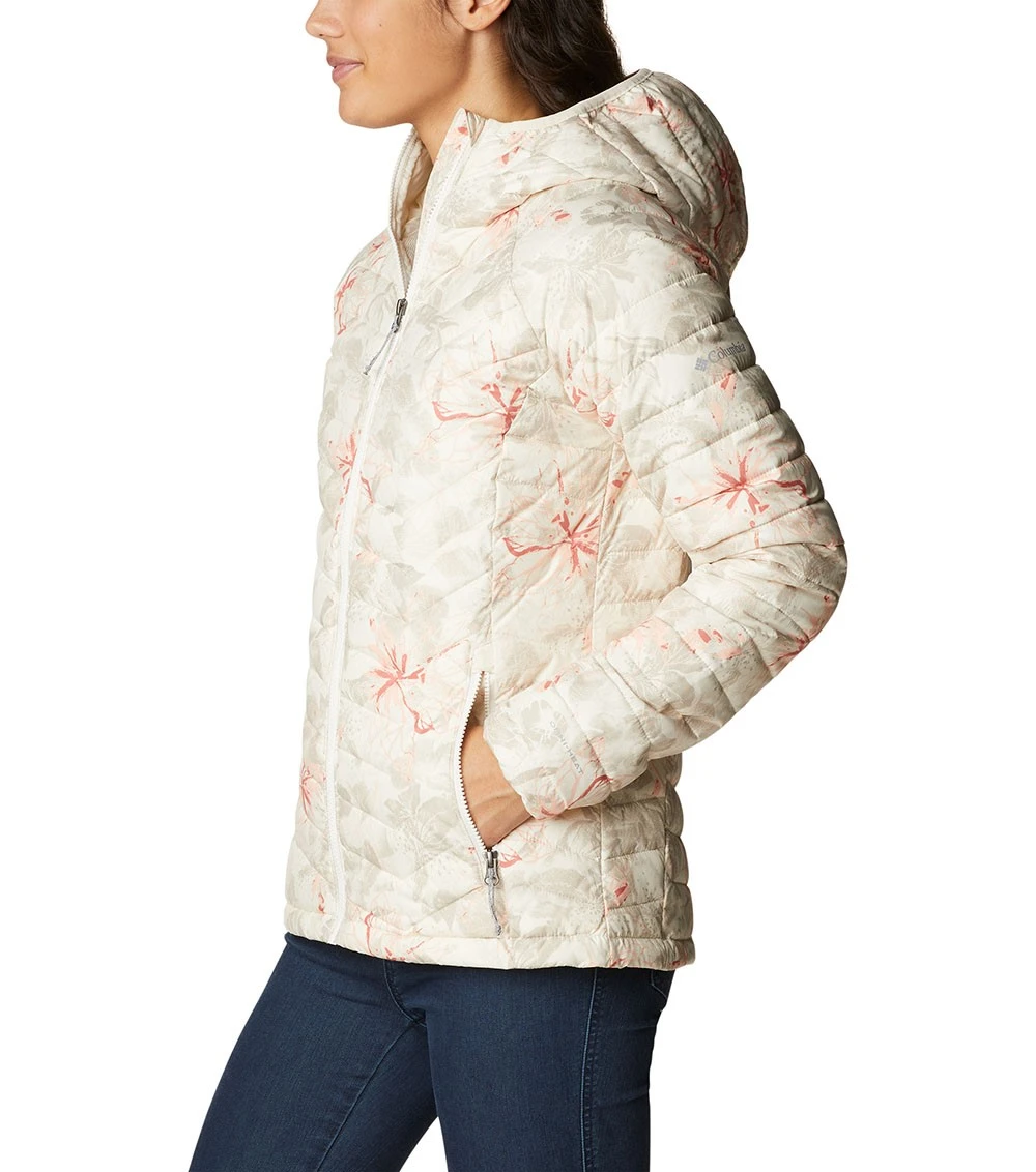 Columbia Powder Lite Hooded Insulated Jacket - Womens Chalk Aurelian Print 5 Columbia Powder Lite Hooded Insulated Jacket - Womens Chalk Aurelian Print - Image 3