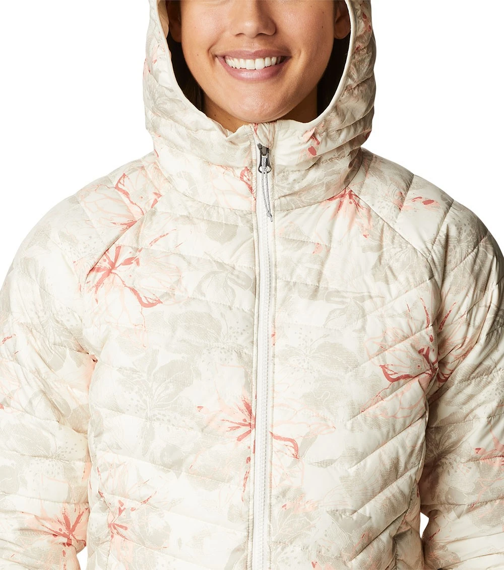 Columbia Powder Lite Hooded Insulated Jacket - Womens Chalk Aurelian Print 6 Columbia Powder Lite Hooded Insulated Jacket - Womens Chalk Aurelian Print - Image 4