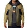 Columbia Point Park Windbreaker Jacket - Mens Stone Green / Savory / Black