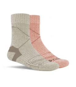 Columbia Merino Hike Quarter Socks - 2 Pack - Womens Coral / Khaki