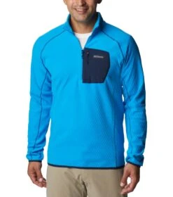 Columbia Outdoor Tracks Half Zip Fleece Pullover - Mens Compass Blue / Collegiate Navy