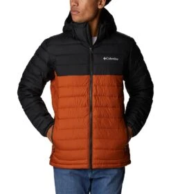 Columbia Powder Lite Hooded Insulated Jacket - Mens Warm Copper / Black