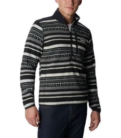 Columbia Sweater Weather II Printed Fleece Half Zip Pullover - Mens Shark Apres Stripe -Columbia Outfit Shop 1681320575 2013461 012 5