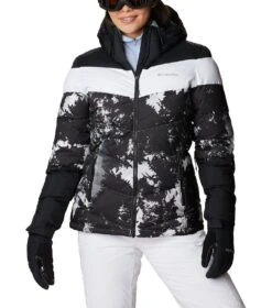 Front Page 30 Columbia Abbott Peak Insulated Ski Jacket - Womens White Lookup Print / Black / White