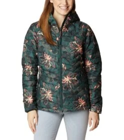 Columbia Powder Lite Hooded Insulated Jacket - Womens Spruce Aurelian Print