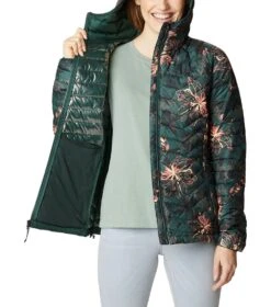 Columbia Powder Lite Hooded Insulated Jacket - Womens Spruce Aurelian Print -Columbia Outfit Shop 1685982663 1699071 370 5