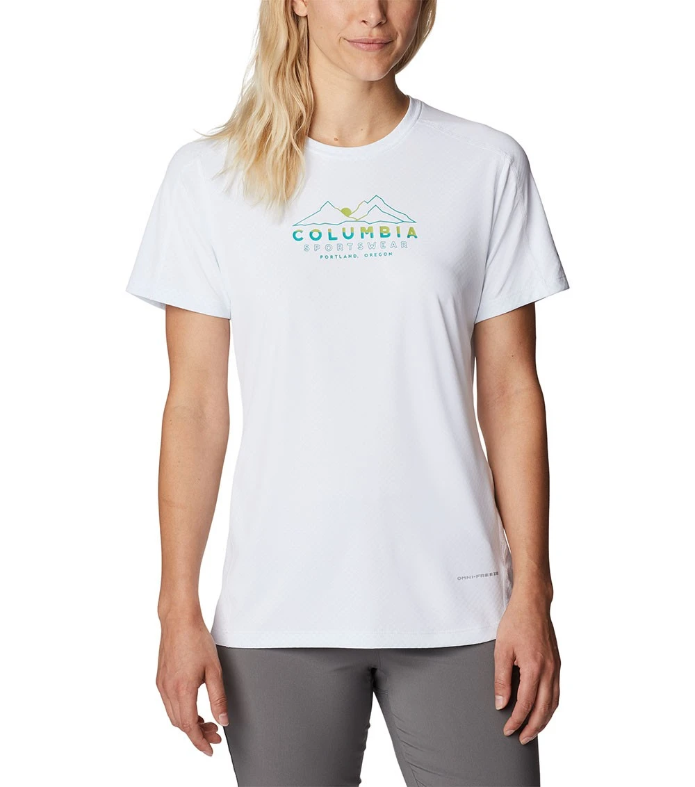 Columbia Zero Rules S/S Graphic Tee - Womens White / CSC Range Lines Graphic 3 Columbia Zero Rules S/S Graphic Tee - Womens White / CSC Range Lines Graphic