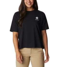 Columbia North Cascades Relaxed S/S T-Shirt - Womens Black / Framed Halftone Logo Graphic