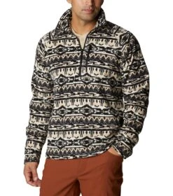 Columbia Fast Trek Printed Half Zip Pullover - Mens Ancient Fossil 80s Stripe Print -Columbia Outfit Shop 1685982753 2013681 271 5