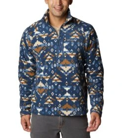Columbia Fast Trek Printed Half Zip Pullover - Mens Dark Mountain Rocky Mountain Print