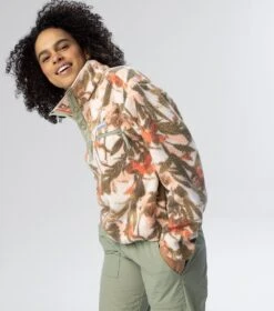 Columbia Helvetia Cropped Half Snap Pullover - Womens Chalk / Floriculture Print -Columbia Outfit Shop 1690206109 2014561 194 6