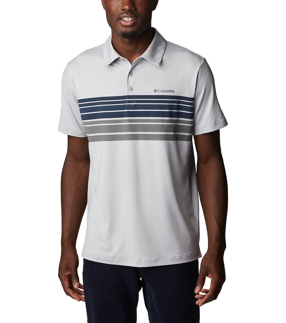 Columbia Tech Trail Novelty Polo - Mens Columbia Grey Heather Stripe 3 Columbia Tech Trail Novelty Polo - Mens Columbia Grey Heather Stripe