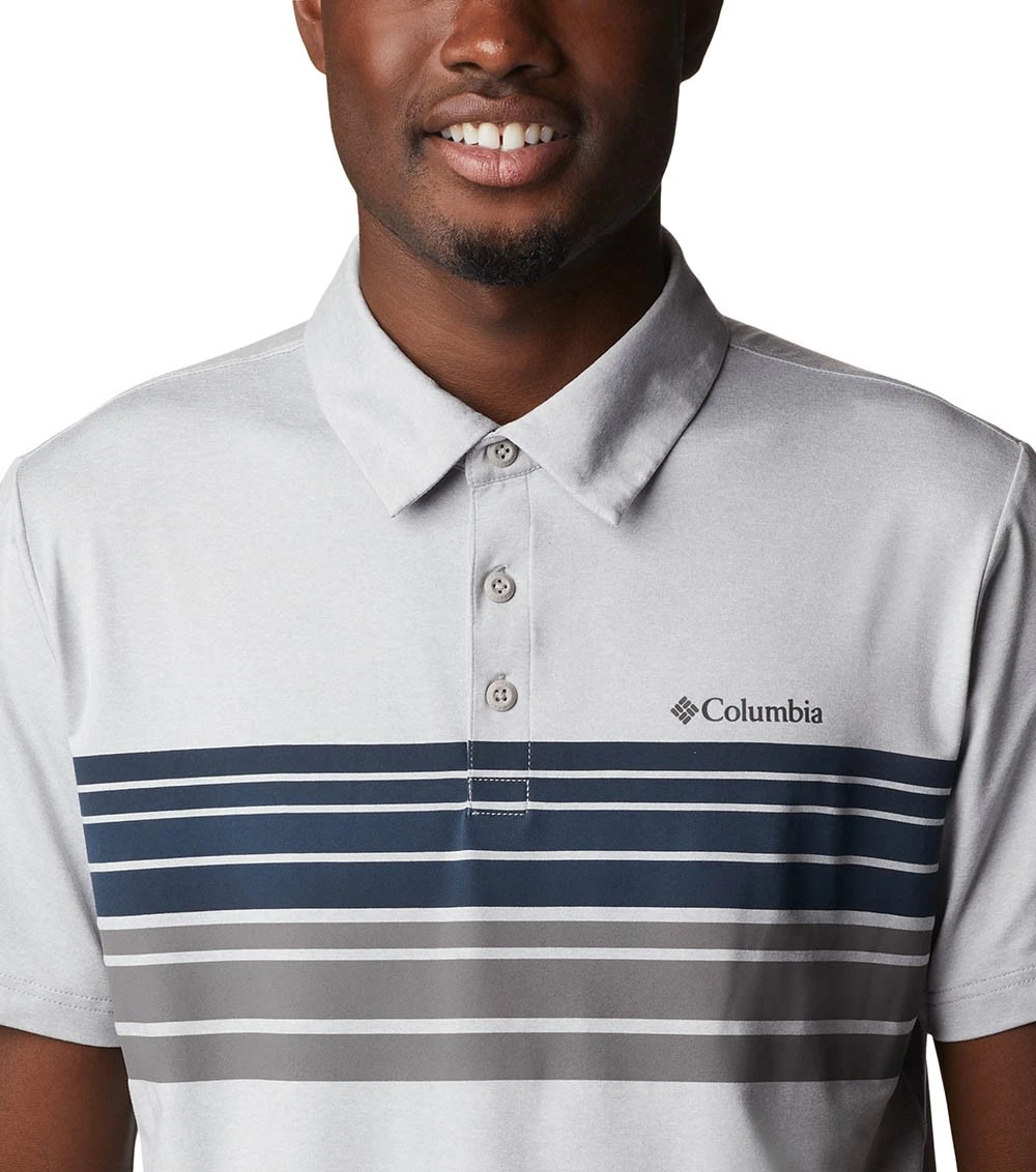 Columbia Tech Trail Novelty Polo - Mens Columbia Grey Heather Stripe 6 Columbia Tech Trail Novelty Polo - Mens Columbia Grey Heather Stripe - Image 4