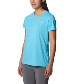 Columbia Hike Short Sleeve Crew Lightweight Shirt - Womens Atoll Heather -Columbia Outfit Shop 1692194396 1991551 404 5