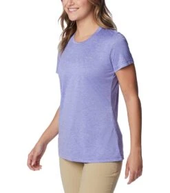 Columbia Hike Short Sleeve Crew Lightweight Shirt - Womens Purple Lotus Heather -Columbia Outfit Shop 1692194401 1991551 546 5