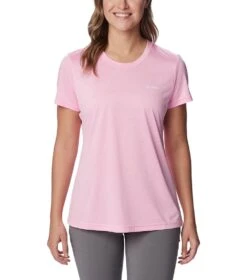Columbia Hike Short Sleeve Crew Lightweight Shirt - Womens Wild Rose Heather