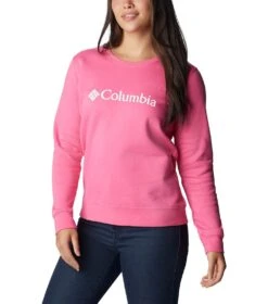 Columbia Columbia Trek Graphic Crew Sweatshirt - Womens Wild Geranium / White Logo -Columbia Outfit Shop 1693492115 1959861 656 5