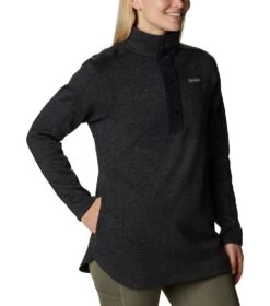 Columbia Sweater Weather Tunic Fleece - Womens Black Heather -Columbia Outfit Shop 1695144289 2012671 010 5